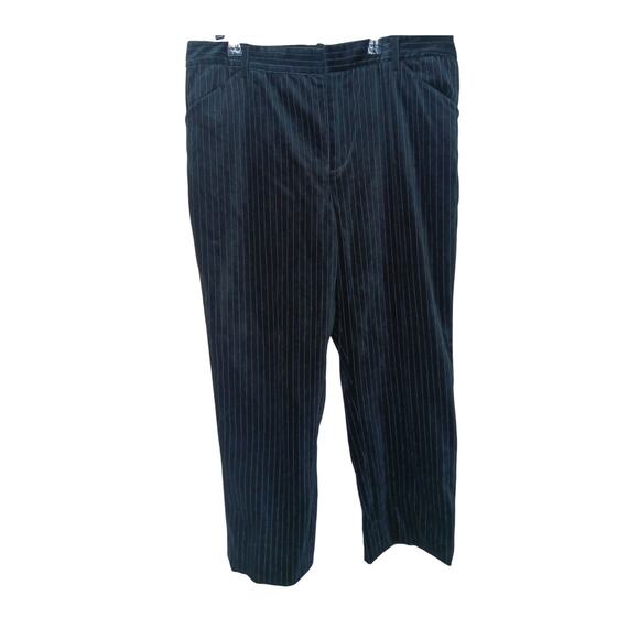Vintage Ralph Lauren Lauren Jeans Co. Pinstripe Velvet Pants Black 12  Cropped - Picture 3 of 11